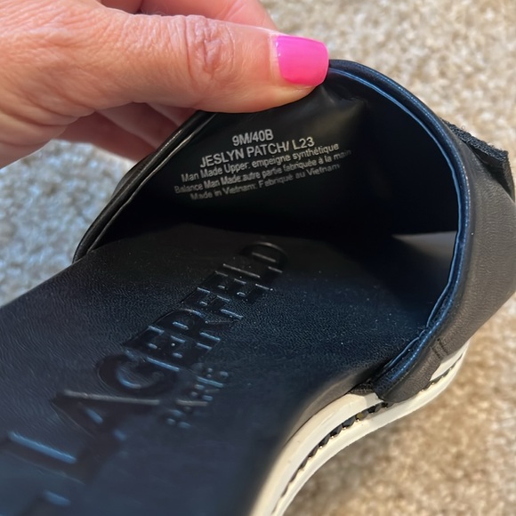 Karl Lagerfeld Jeslyn Patch logo slide sandal black rhinestone shoe size 9 - Picture 5 of 7